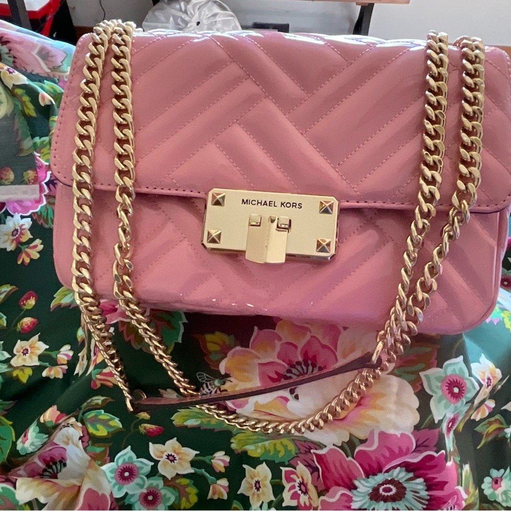 Barbie Pink! Michael Kors Pink Patin Leather Crossbody